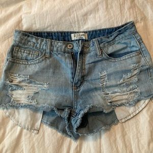 Distressed jean shorts